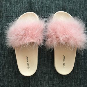 Fluffy Pink Slides